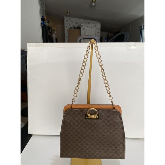 Celine Macadam PVC Vinyl Leather Trim and Interior Broken Handle Handbag - Picture 1 of 11